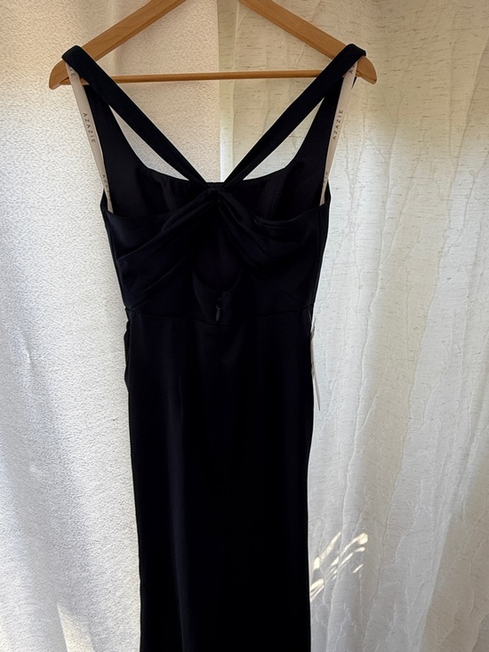 Azazie Navy Square-Neck High-Low Evening Gown with Side Slit - Picture 4 of 7